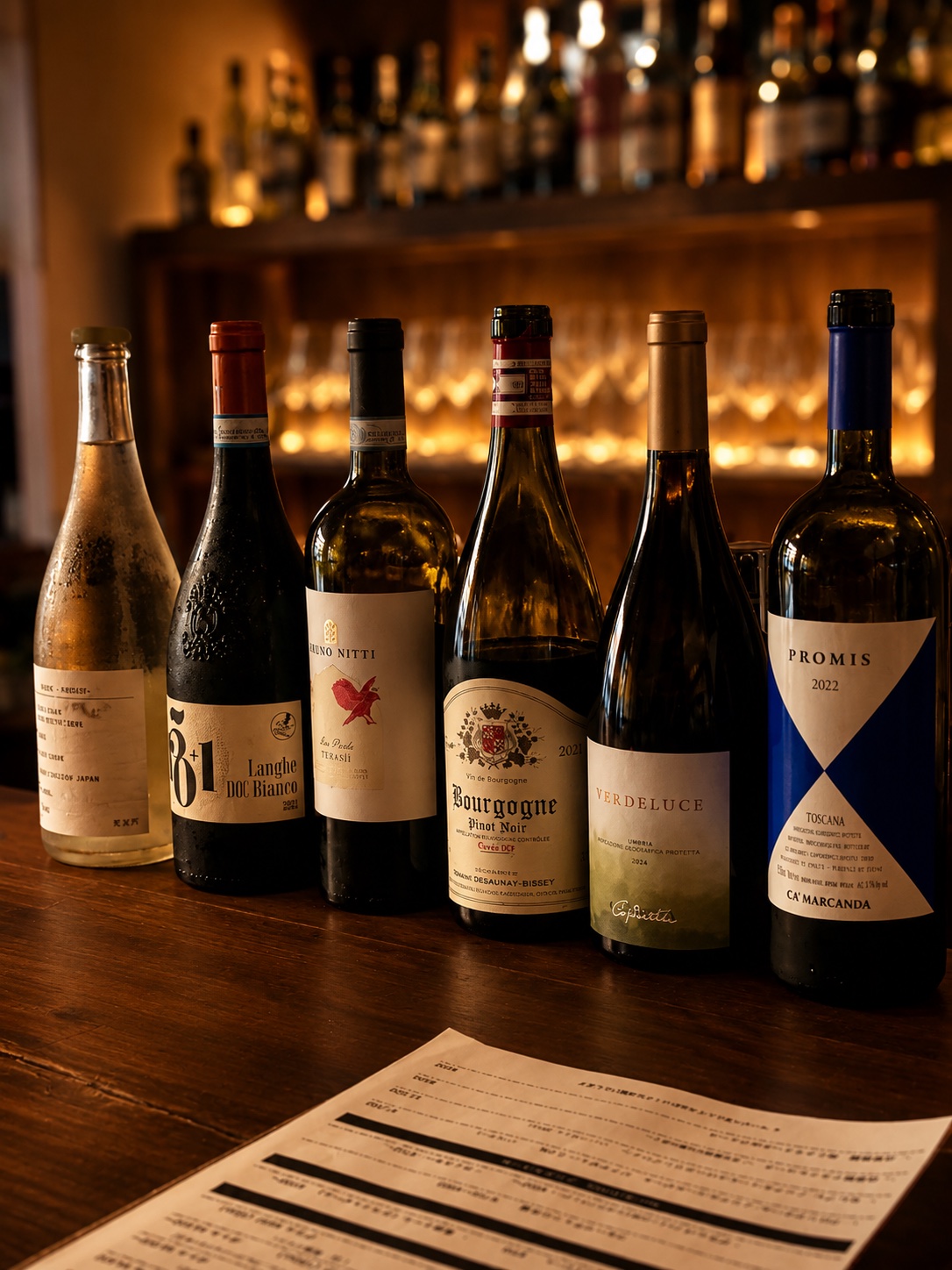 Six-glass wine pairing